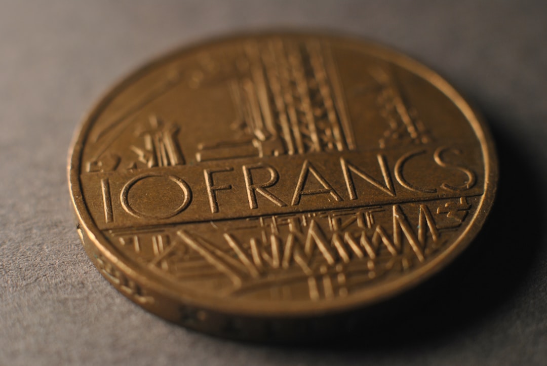 A close up of a coin on a table